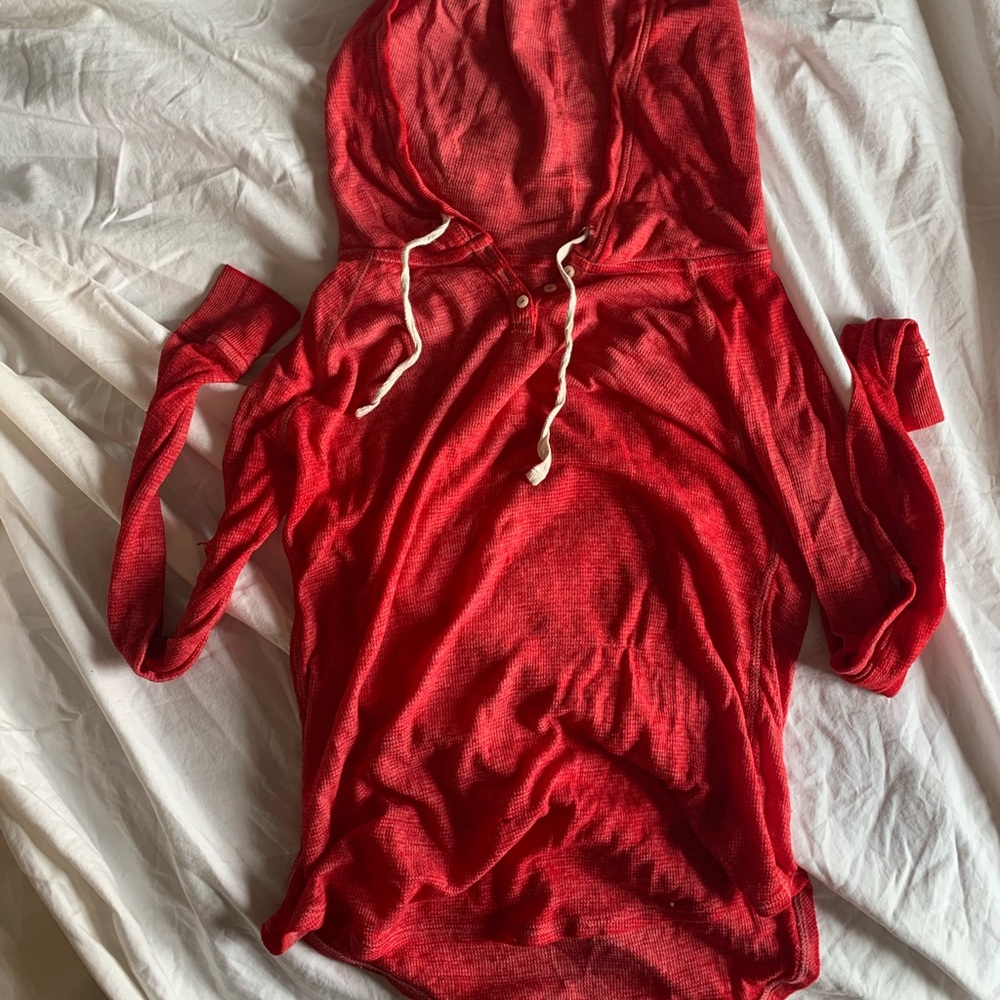waffle-knit red hoodie❤️